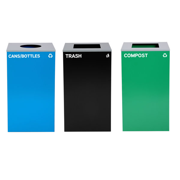 Alpine Industries 29 Gallon Steel Open Top Cans/Bottles Recycle Compost